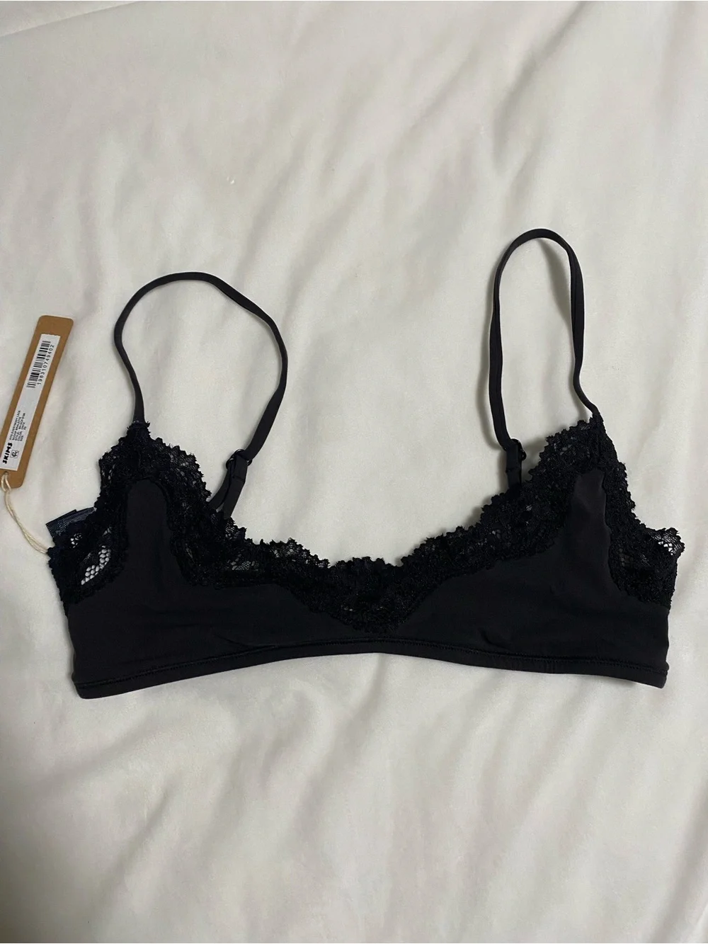 Skims Fits Everybody Lace Scoop Bralette in Onyx NWT